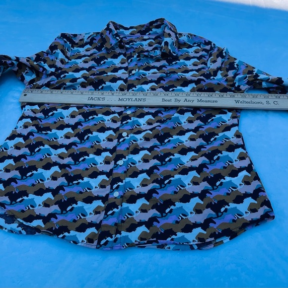 Boden The classic shirt size 12 P multicolored horse prints great condition - Picture 7 of 11